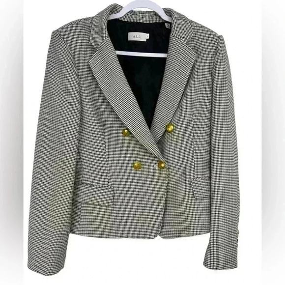 A.L.C Sedgwick Houndstooth Double Breasted Blazer Size Xtra Large/12 - Picture 3 of 12